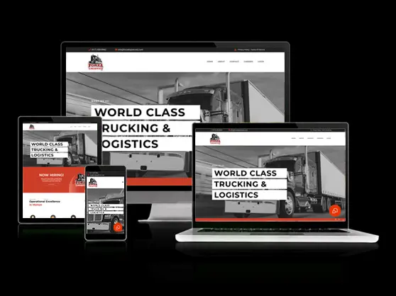 Forza Logistics website, shown across desktop, laptop, tablet, and mobile