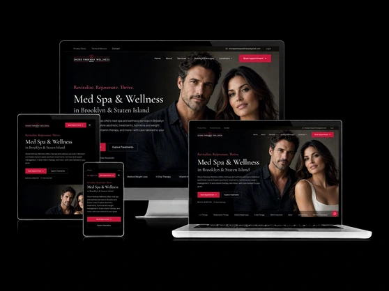Shore Parkway Wellness website, shown across desktop, laptop, tablet, and mobile