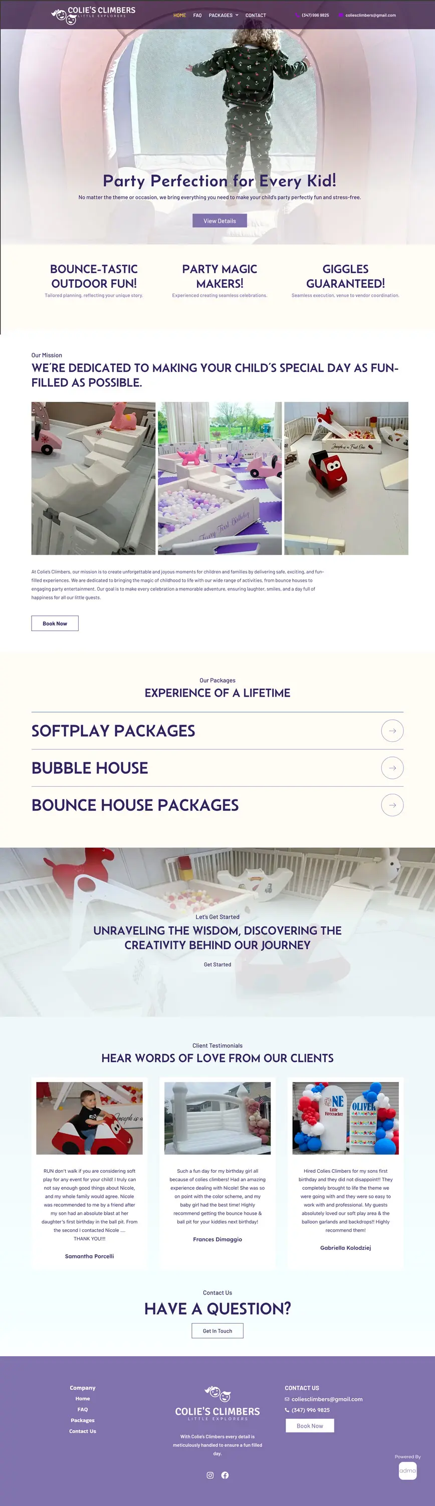 Colie's Climbers website, full page