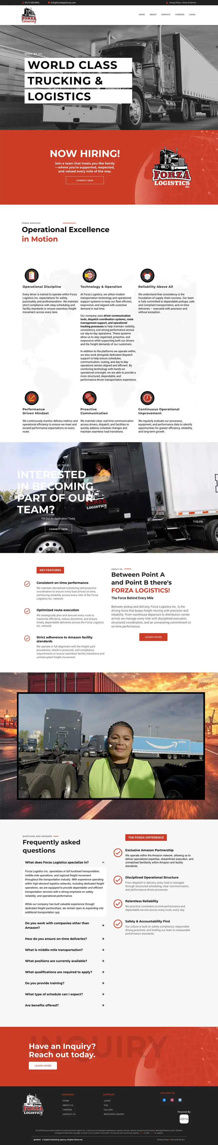 Forza Logistics website, full page