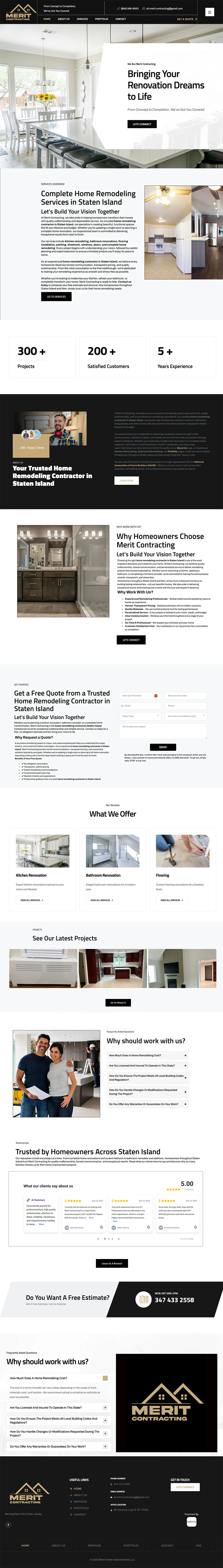 Merit Contracting website, full page