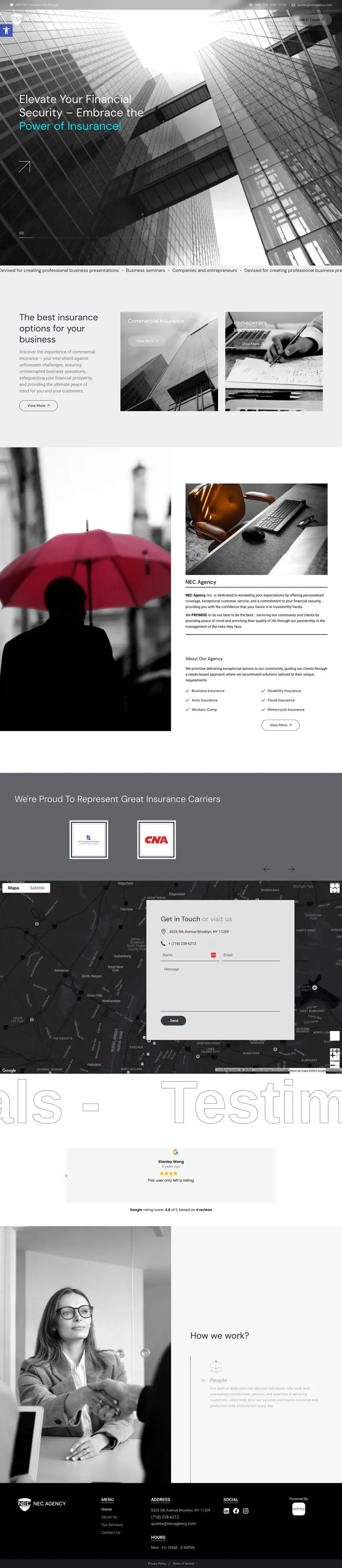 NEC Agency website, full page