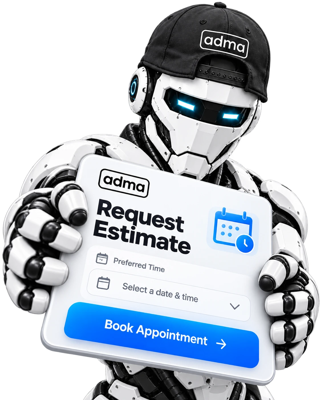 The ADMA robot presenting an online booking interface