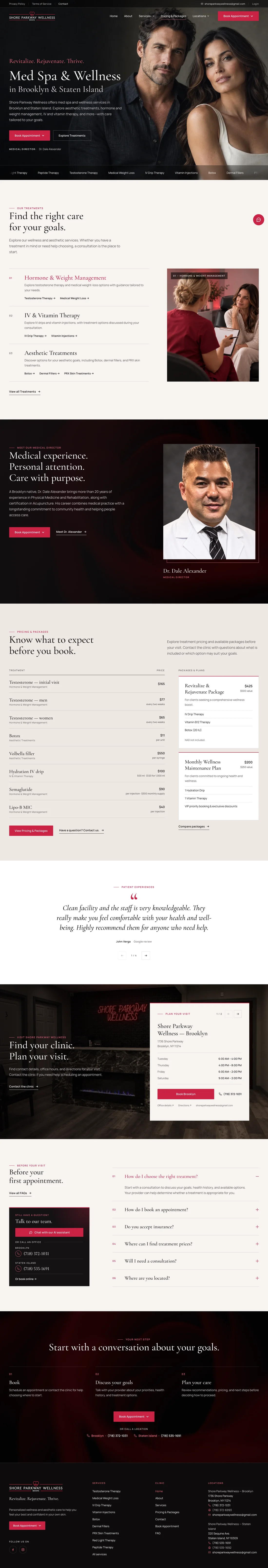 Shore Parkway Wellness website, full page